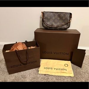 Authentic LV Monogram Pouchette Accessories w/ box, dust bag, bag, & keyring